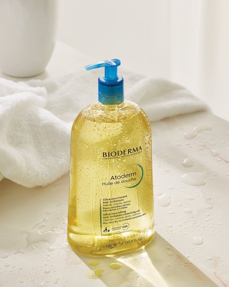 Original ad with Atoderm shower oil